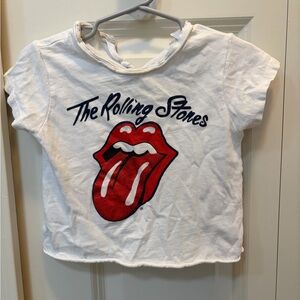The Rolling Stones White Kids Tee with Red Tongue Graphic
